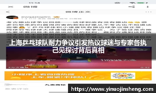 上海乒乓球队耐力争议引发热议球迷与专家各执己见探讨背后真相